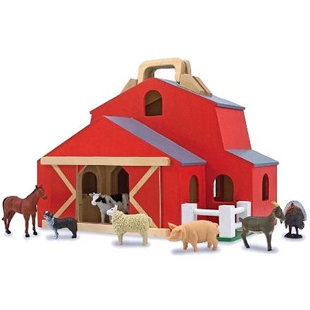 Melissa & Doug: Fold & Go Barn with 7 Animal Figures - Toy Farmers