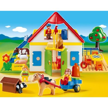 Playmobil 123 Family Farm Barn 6804 Complete in Box Free USA Shipping 